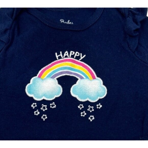 Baby Girl's - 5 Body Suits - Navy‎ Blue, Greys, and White - Size 3-6 M - Picture 9 of 11